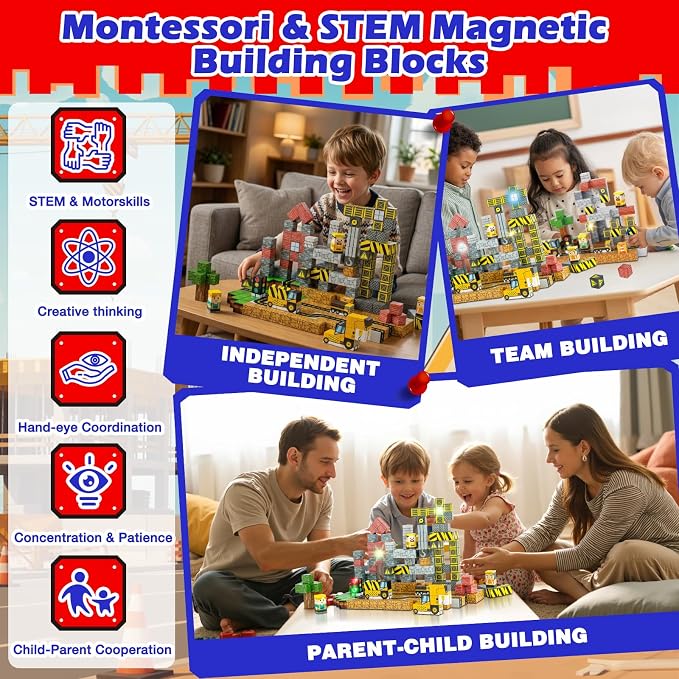 300PCS Magnetic Building Cubes & Blocks Construction Set for Kids - Image 4