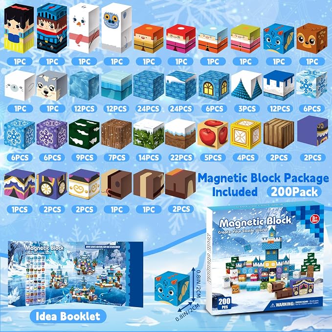 200pcs Magnetic Blocks, Magnetic Building Cubes Sets for Kids Ages 4-8 - Image 2