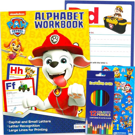 Paw Patrol 24 Page Alphabet Workbook Set - Early Learning Educational Bundle with Writing Practice Pages for Preschool Plus Colored Pencils, More | Paw Patrol Educational Book for Kids by Unknown