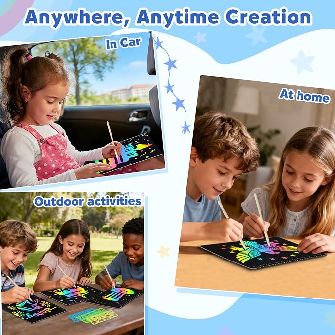 ZMLM Scratch Paper Art-Crafts Gift: 2 Pack Rainbow Notebooks Supplies Toys - Image 5