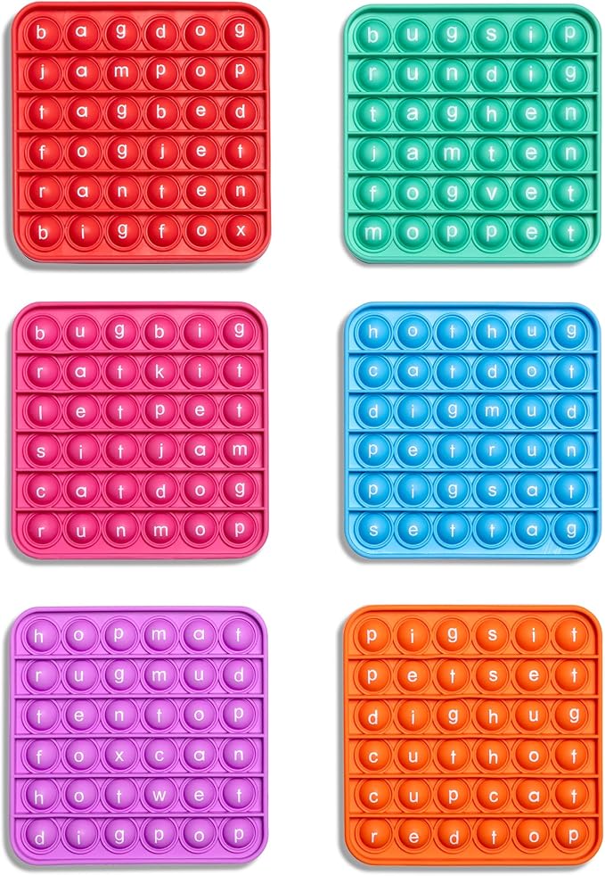 Word Pop CVC Words Mats for Classrooms (Pack of 6) Learn to Read in Weeks by TheFidgetGame