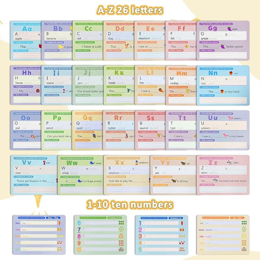 Alphabet & Number Practice Dry Erase Sheets A-Z Letters & Numbers 1-10 | Perfect for Preschool, Homeschool & Kindergarten - Image 2