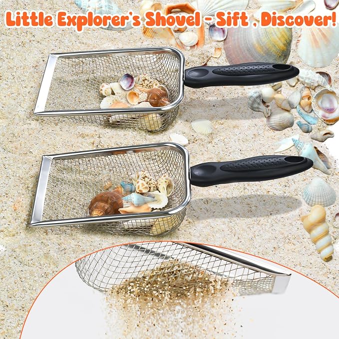 2 PCS Beach Mesh Shovel Sand Sifters with 2 PCS Mesh Beach Bag - Image 5