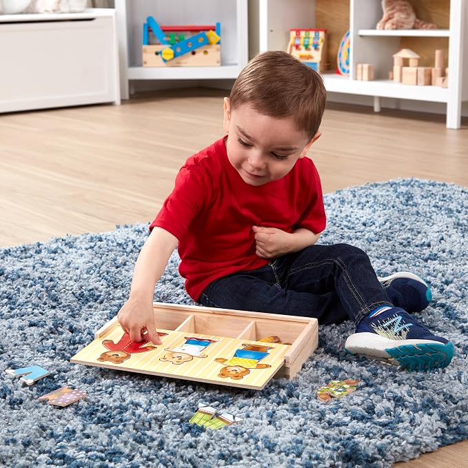 Melissa & Doug Wooden Bear Family Dress-Up Puzzle, 45 Pieces Mix and Match Outfits, Sorting & Matching Toy with Storage Case, Educational Puzzle for Toddlers Ages 3+ - Image 7