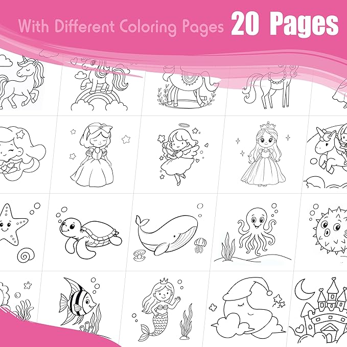 DreamCosy Paint with Water Coloring Books for Toddles, Water Painting Kit with Brush, Mess-Free Arts Crafts, Drawing Activities, Christmas Gify, Toy Gift for Girls Boys, Preschool, Homeschool