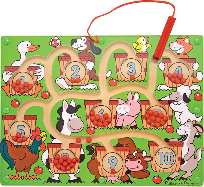 Melissa & Doug Magnetic Wand Number Maze - Wooden Puzzle Activity Learning Toys, Travel Activities for Kids, Magnetic Maze for Toddlers and Kids Ages 3+ by Unknown