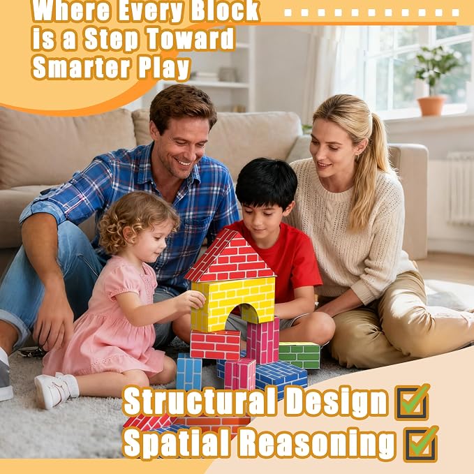 Cardboard Building Blocks for Kids 36pcs: Jumbo Gifts Heavy Duty Develop Creative Thinking Spatial Reasoning Easy to Assemble - Image 7
