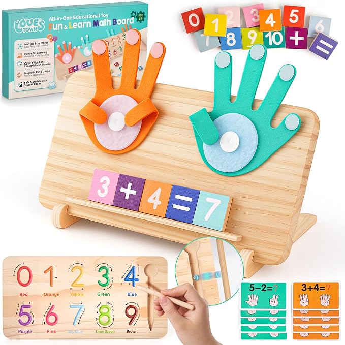 LovesTown Montessori Finger Counting Math Manipulative, Number Blocks Toys by Lovestown
