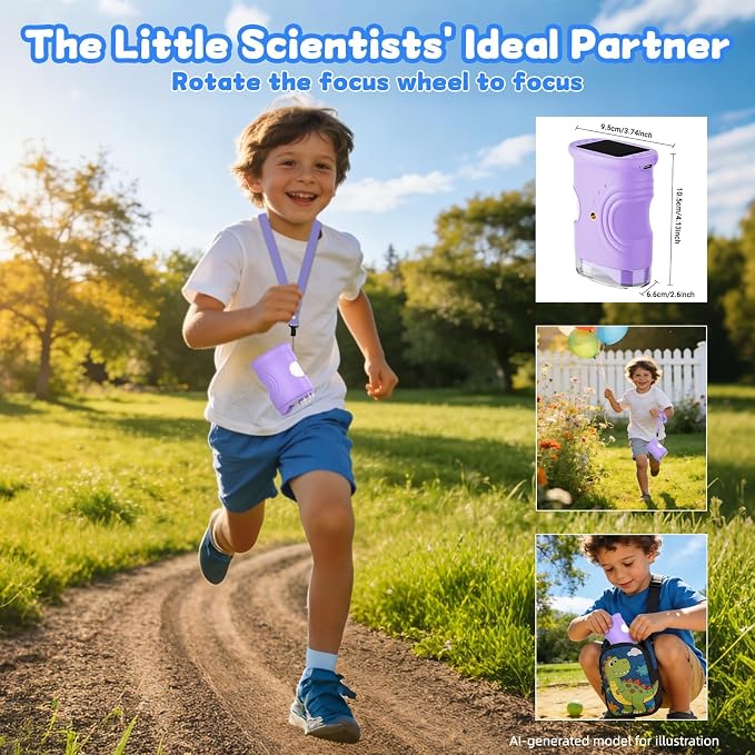 1000X Handheld Microscope for Kids: Pocket Digital Microscope with 2.0''IPS Screen&Photo/Video - Portable Edu Science Kits for Girls Boys - STEM Toys Birthday Gifts Ages 3-6 6-12(Purple) - Image 7