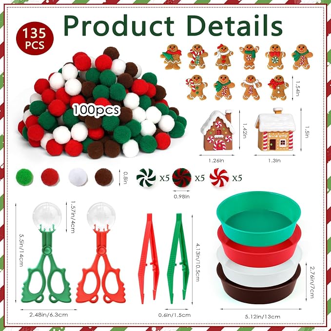 135 Pcs Christmas Gingerbread Man Sensory Bin Items Christmas Candy Counting Sorting Sensory Bin Filler Fine Motor Toys Gingerbread Man Counts for Kids Xmas Counting Toys for Preschool - Image 2