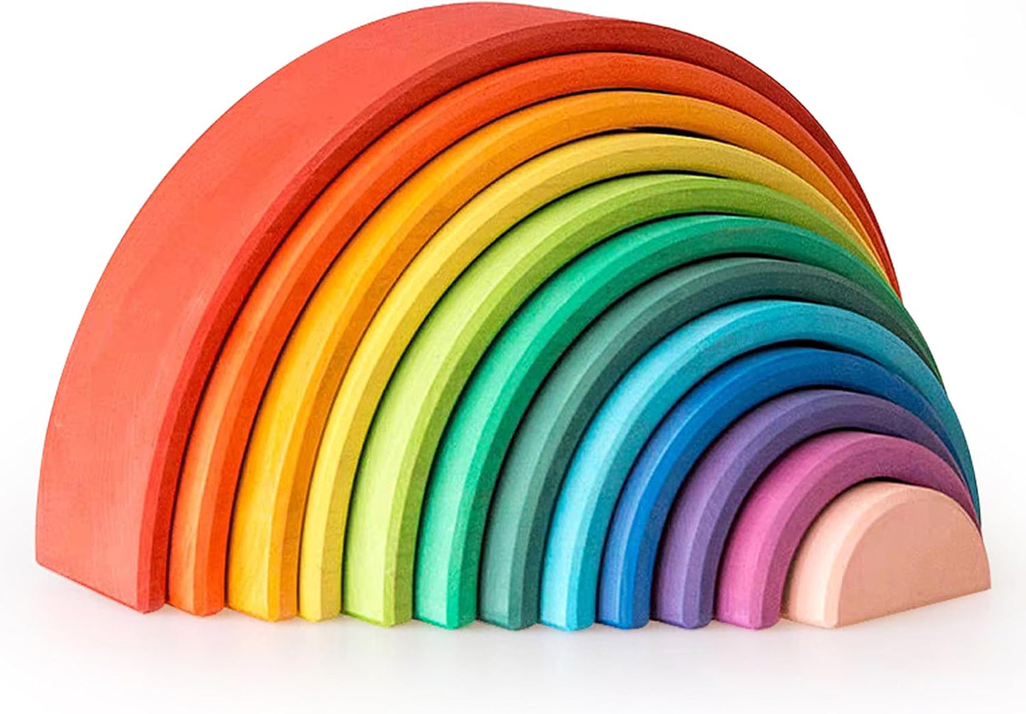 AVDAR 12Pcs Wooden Rainbow Stacker Toy, Extra Large Wooden Rainbow Stacking Toy, Montessori Nesting Puzzle for Kids