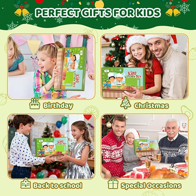 28PCS Toddler Knife Set - Kids Knifes for Real Cooking, Montessori Kids Kitchen Knife Set with Cutting Board Crinkle Cutters Kid Safe Knives, Toddlers Kitchen Tools for Age 2-10 Year Old Girl Boy - Image 6