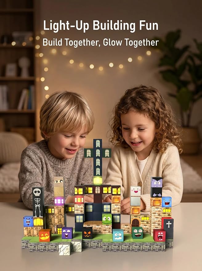 Veecafiodi 137PCS Magnetic Building Blocks with Lights, Magnetic Blocks Building Set for Kids Ages 4-8, STEM Building Toys for Boys Girls, Birthday Gift - Image 6