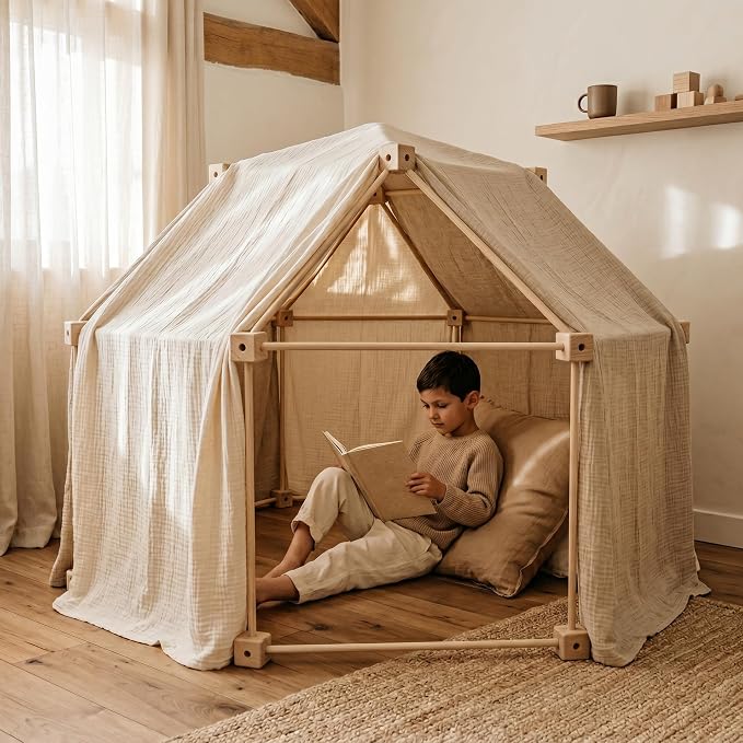 Little Genius Wooden Fort Building Kit for Kids – 68 PCS Beech Wood Fort Builder | Fort Building Kit for Kids 4-8 & 8-12 | STEM Indoor Fort Kit | Build a Fort | Includes Storage Bag & Assembly Book - Image 3