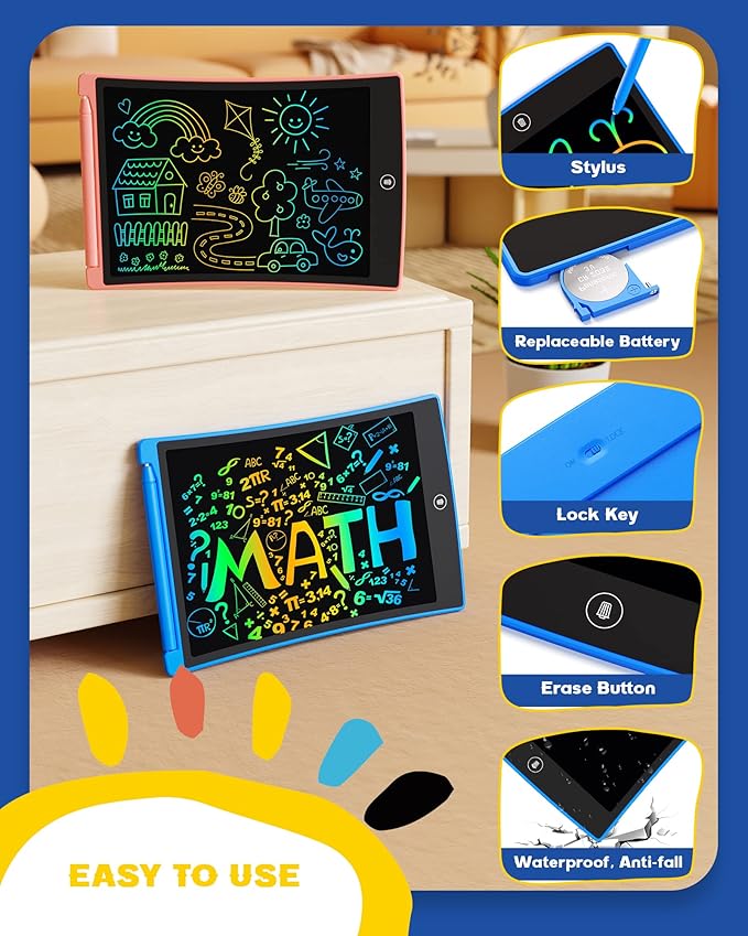 bravokids 2 Pack LCD Writing Tablet for Kids,10 inch Colorful Doodle Board Drawing Pad for Kids, Travel Toy Activity Game, Birthday Gifts for 3 4 5 6 Year Old Boys and Girls Toddlers
