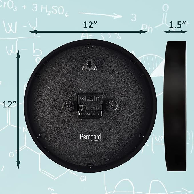 Bernhard Products Math Wall Clock Black 12 Inch Silent Non-Ticking Unique Gift for Teacher/Student/Engineer Graduate Quartz Round Battery Operated, Home Office School Classroom, Mathematical Equations - Image 6