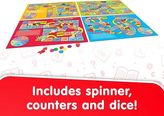 Junior Learning Phonics Board Games Set, 6 Counters, Ages 4-5, Language Skills, Pre K-K, Medium - Image 4