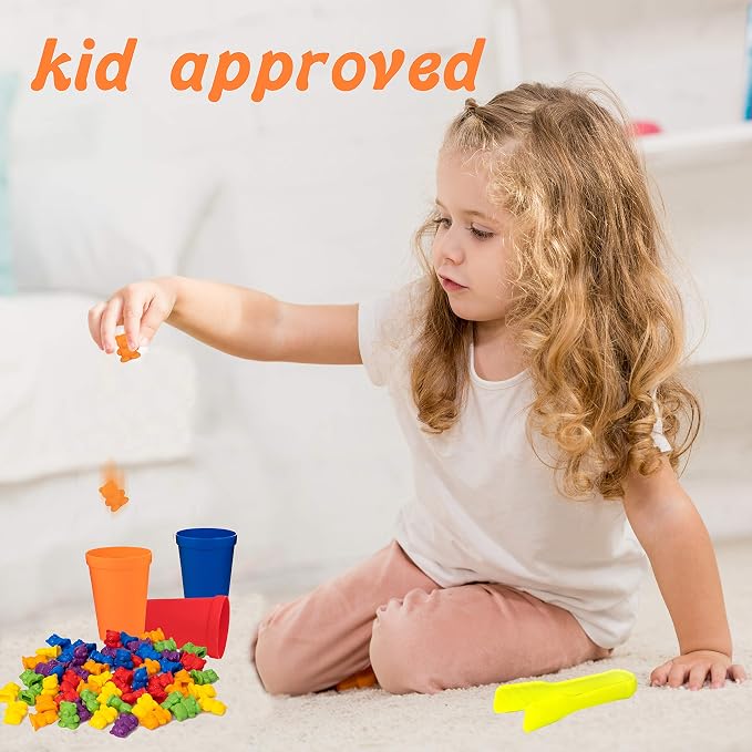 Driddle Colorful Counting Bears with Matching Cups - 60 Bears - Sort, Count & Color Recognition Learning Toy for Toddler & Kids - Montessori Education - Preschool Game - Image 4