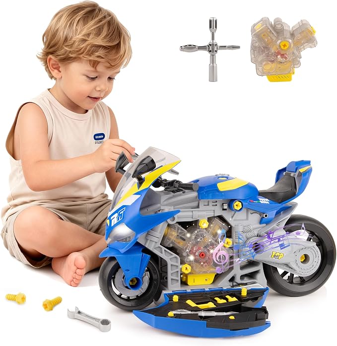Take Apart Motorcycle Toy for Kids 3-5, Interactive Mechanic Repair Set by Unknown