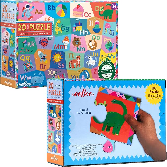 eeBoo Learn the Alphabet 20 Giant Piece Children's Puzzle, 15" x 11" - Image 6