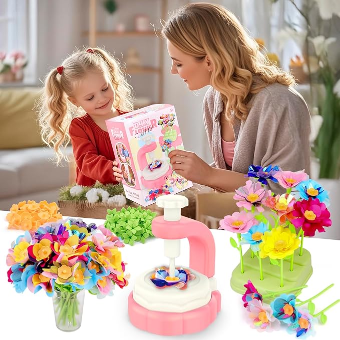 185pcs DIY Fabric Flower Bouquet Craft Kits for Kids Ages 3-12, STEM Educational Arts and Crafts Handmade Flower Making Kit Toy for Toddler Girls 3 4 5 6 7 8 9 10 11 12 Years Birthdays Christmas Gift