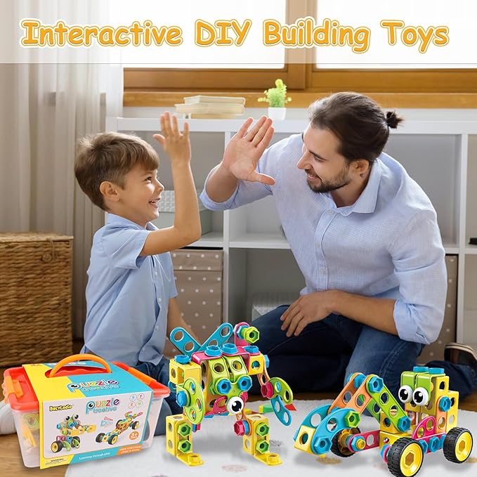 199PCS Building Blocks STEM Toys for 3 4 5 6 7 8+ Year Old Boy Girl Christmas Birthday Gifts Preschool Educational Building Toys for Kids Ages 3-5 4-8 5-7 6-8 Erector Sets Stem Kits Activities Games