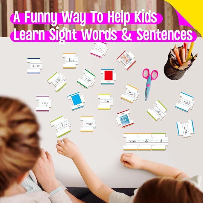 110PCS Sentence Building, Double-Sided Puzzles 180 Sight Words & 20 Blanks for Kids Learning Sentences, Early Reading, Writing & Language Practice-Educational Toy for Kindergarten, Grade 1st, 2nd - Image 4