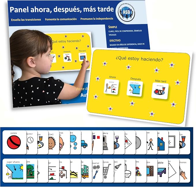 First Then Visual Schedule for Kids –Premium Durable Plastic –32 Communication Cards –Autism Learning Materials –Special Education Classroom (Spanish) by AutismSuppliesandDevelopments