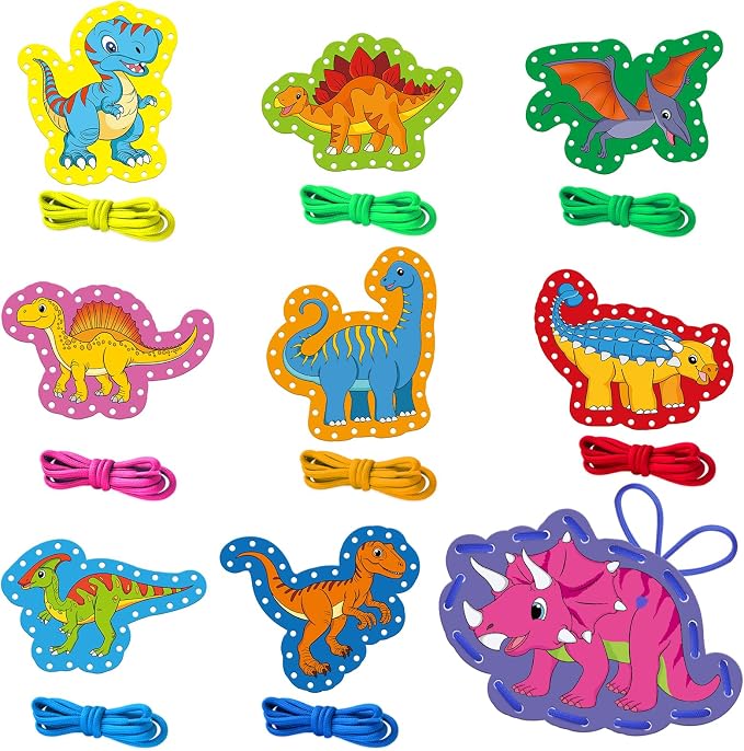Dinosaur Lacing Cards, Sewing Kit for Kids,Fine Motor Skills Toys by Unknown