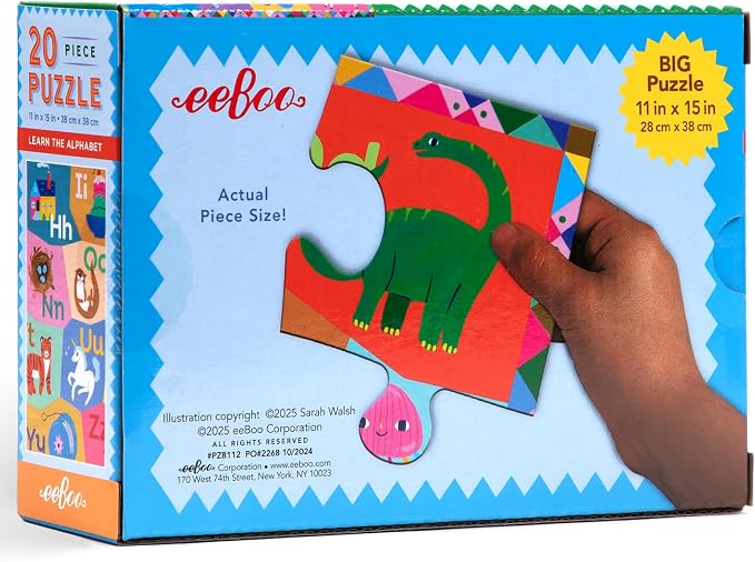 eeBoo Learn the Alphabet 20 Giant Piece Children's Puzzle, 15" x 11" - Image 2