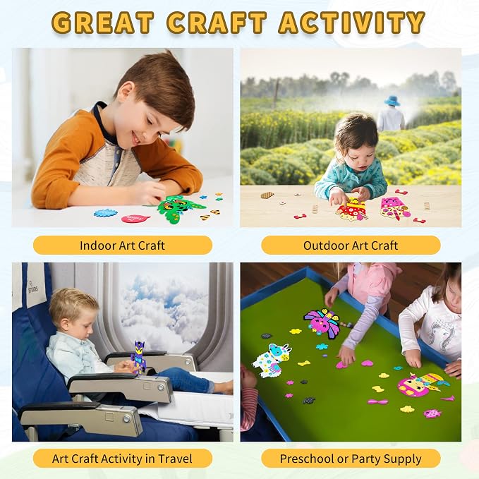 VKPI 4 Pieces EVA Foam Art Crafts Gift Kit, Creative Make Your Own Mermaids, Cartoon Foam Paper Craft Projects for Kids Ages 4+ Toddler, Preschool Learning Toy for Birthday Party Favor Supplies - Image 5