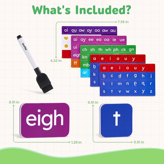 JoyCat 3 Sets Magnetic Letter Tiles, Word Building Folder, Phonics ABC - Image 8