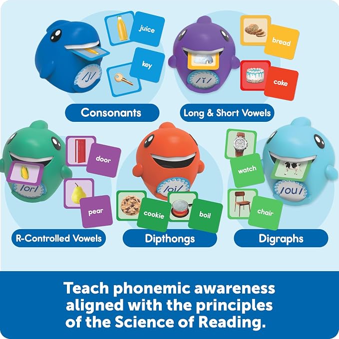 Learning Resources Say-a-Sound Sorting Sharks - Montessori Toys, Kindergarten Learning Activities, Phonemic Awareness Flash Cards, Dyslexia Tools for Kids, Speech Therapy Materials, Learn to Read - Image 4