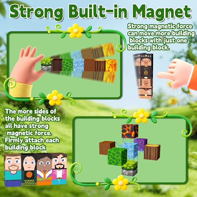 200Pcs Magnetic Blocks,Magnetic Cubes Toys for Kids Ages 4-8(11 characters) - Image 5