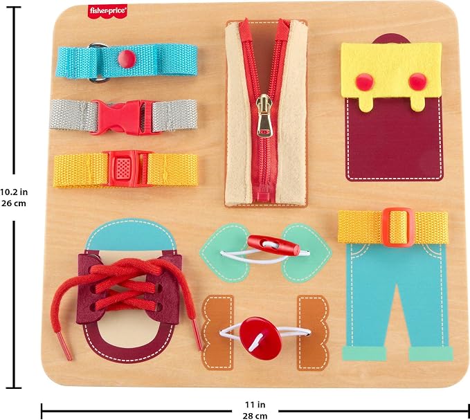 Fisher-Price Wood Montessori Dressing Board Busy Activity - Image 5