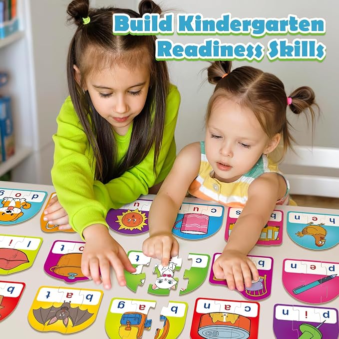 CVC Puzzle Cards for Kids,CVC Word Games,Toddler Speech Therapy Toys,3 Alphabet Letter Word Puzzles,Learning Reading Spelling Games,Preschool Kindergarten Classroom Must Haves - Image 3