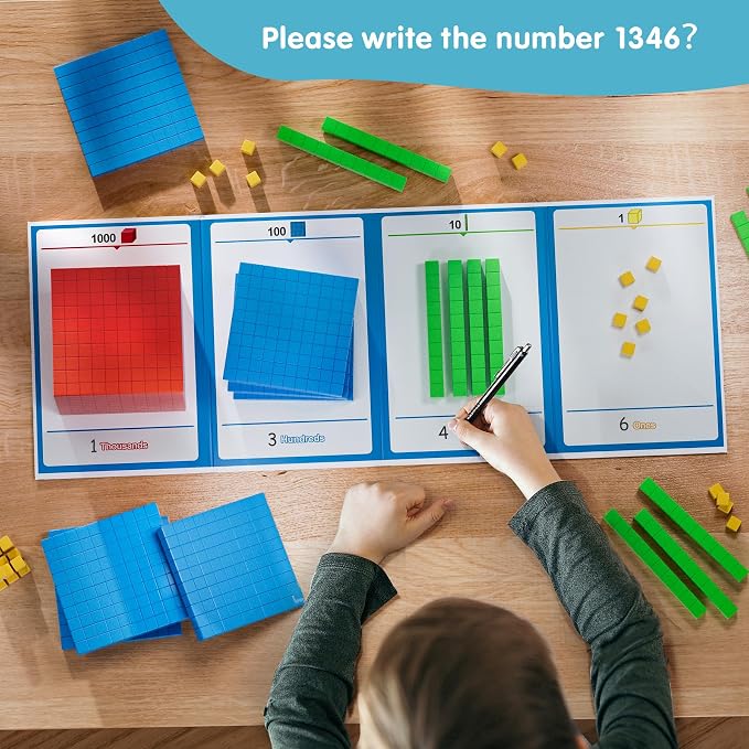 2 pack Base Ten Blocks Plastic Place Value Blocks with 80 rod - Image 6