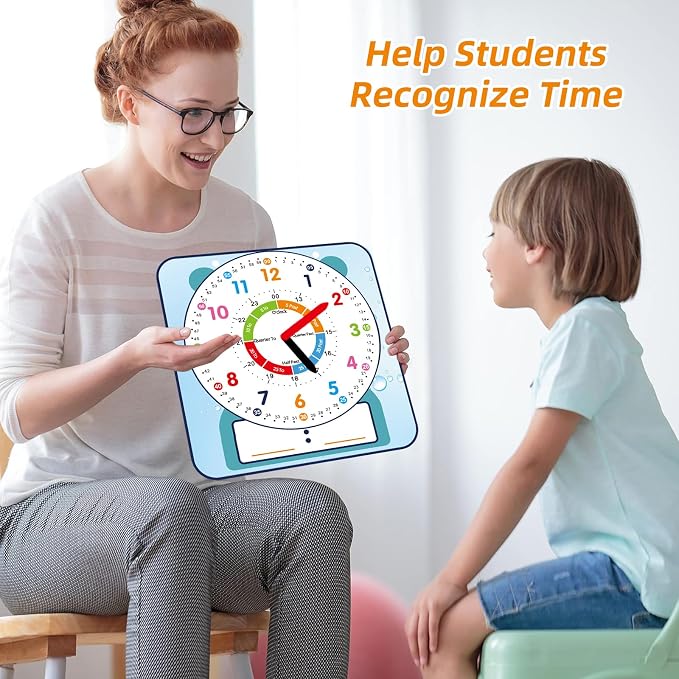 ANCOMEDO Large 12" Magnetic Writable Dry Erase Teaching Clock,Teaching Demonstration Clock for Kids Learning Time with Cute Style for Home School Classroom Supplies(12" x 11") - Image 7