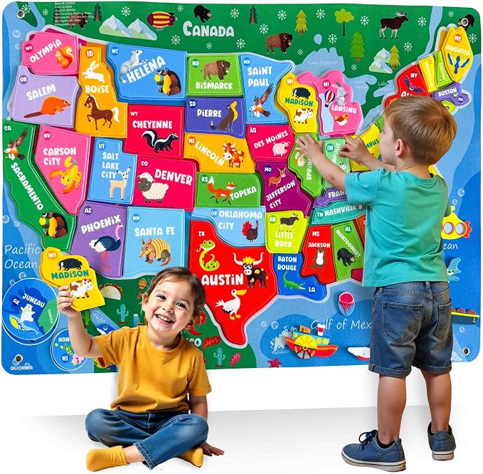 USA Felt Board for Kids 3-5 Years Old - Preschool Learning Activities by QUOKKA