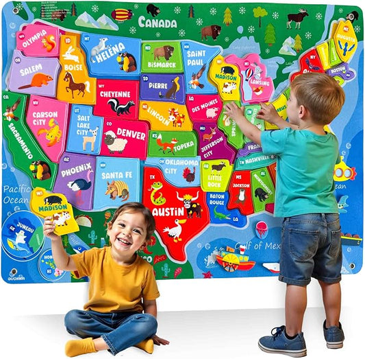 USA Felt Board for Kids 3-5 Years Old - Preschool Learning Activities by QUOKKA