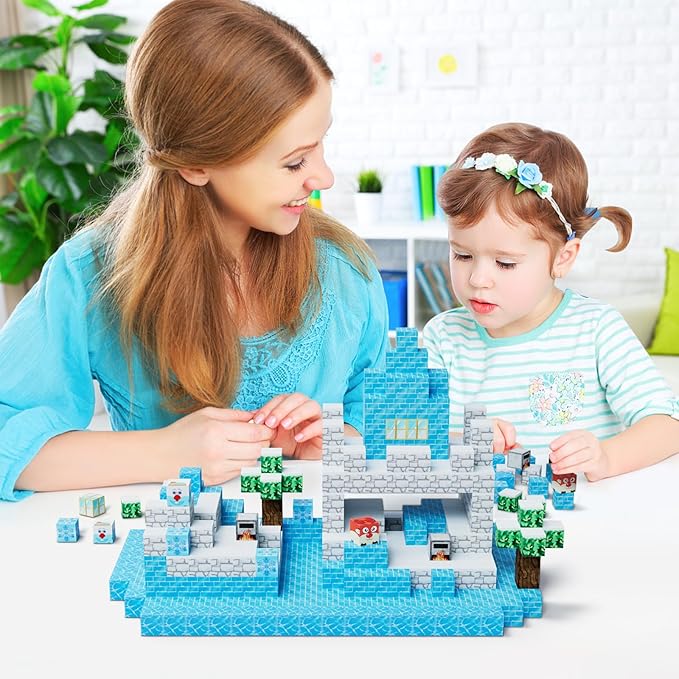 OUGUI 54PCS Magnetic Building Blocks Set for Kids Magnet Cubes Constructions Toys STEM Montessori Stacking Toy Toddlers Sensory Christmas Birthday Gifts for Boys Girls Age 3 4 5 6 7 8 9 10