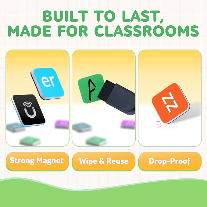 JoyCat 3 Sets Magnetic Letter Tiles, Word Building Folder, Phonics ABC - Image 6