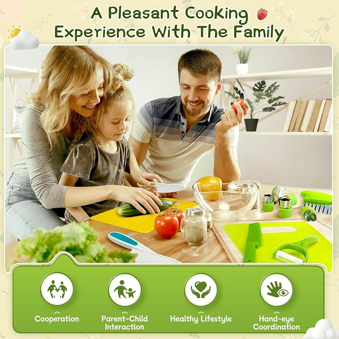 13 Pcs Kids Knife Set for Real Cooking Safe Kitchen Tools for Ages 4+ - Image 4