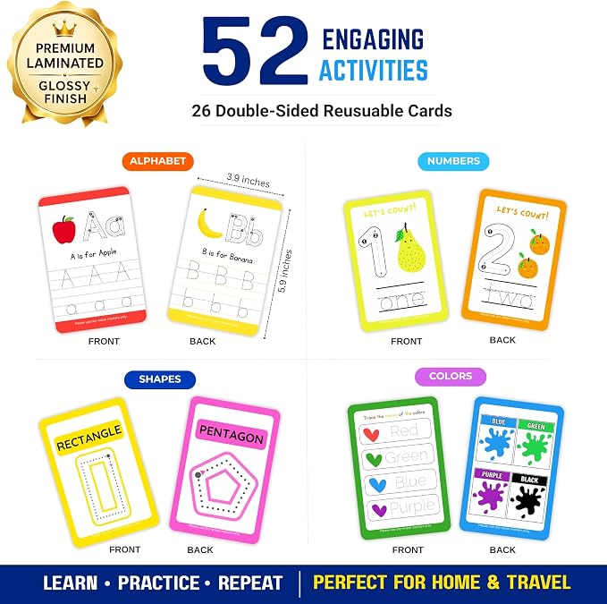 Alphabet Number Tracing Flash Cards | Reusable Large Dry Erase ABC, Numbers, Shapes & Colors | Upper & Lowercase Writing Practice | Montessori Learning for Toddlers, Preschool & Kindergarten - Image 6