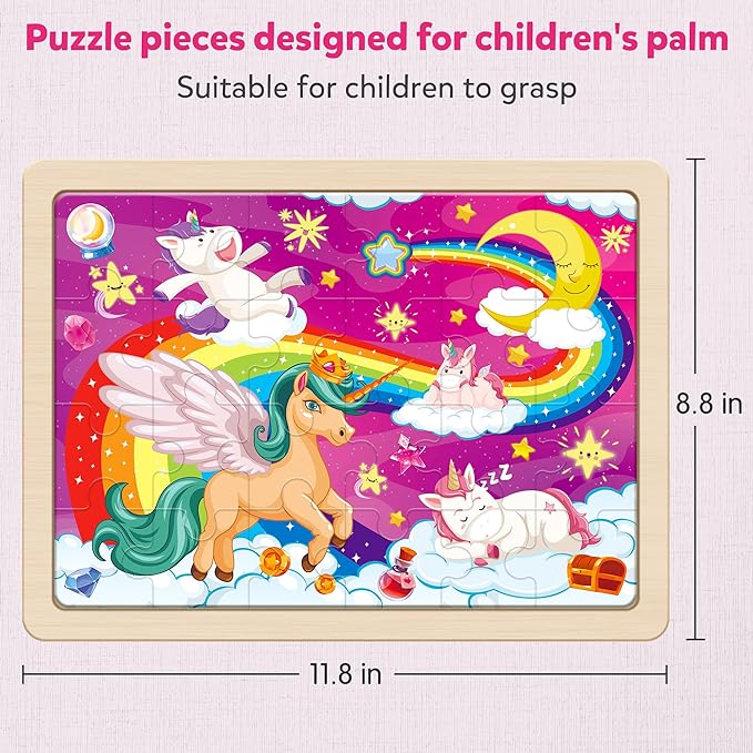SYNARRY Large Unicorn Princess Fairy Wooden Puzzles for Kids Ages 4-6 - Image 5