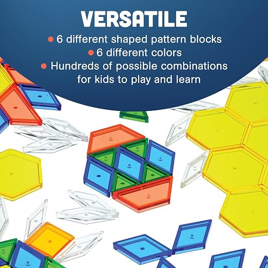 Constructive Playthings Translucent Pattern Blocks, Light Table Manipulatives, STEM Toys, Sensory Play, Create, Build and Design, Color Exploration, Set of 147 Blocks, Toys for Kids 3 Years and Up - Image 5