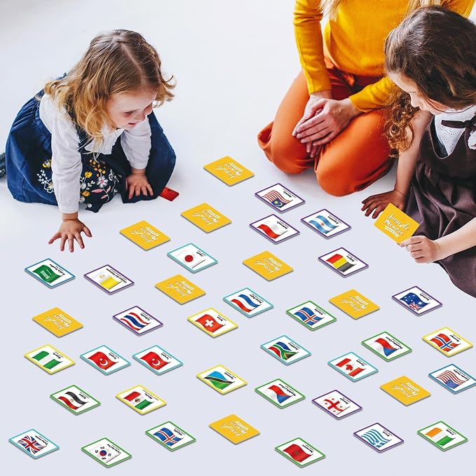 gisgfim 100 PCS Juego de Memoria de Banderas del Mundo en español para niños y adultos Flags of the World Memory Matching Games in Spanish Educational Matching Game Fun Fast Memory Game Gift Learning - Image 5