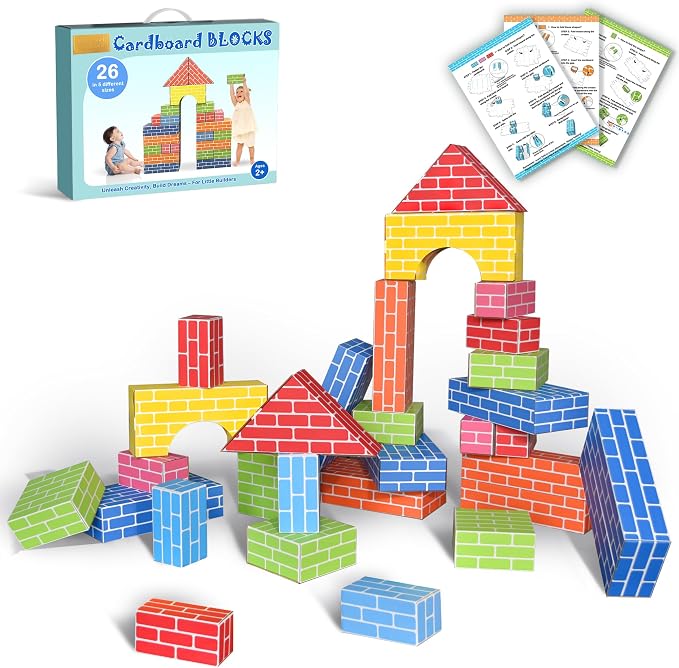 26-Pack Cardboard Building Blocks for Kids: Heavy-Duty Jumbo Stacking Gifts by Unknown