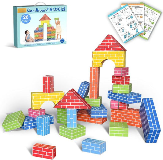 26-Pack Cardboard Building Blocks for Kids: Heavy-Duty Jumbo Stacking Gifts by Unknown