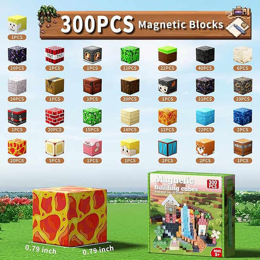 300 PCS Building Blocks, 3D Construction Build Toys, STEM Sensory Building Cubes (Multicolor-300PCS)